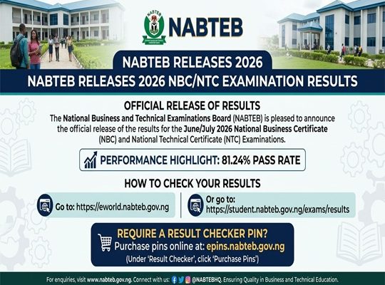 nabteb releases 2026 in school result